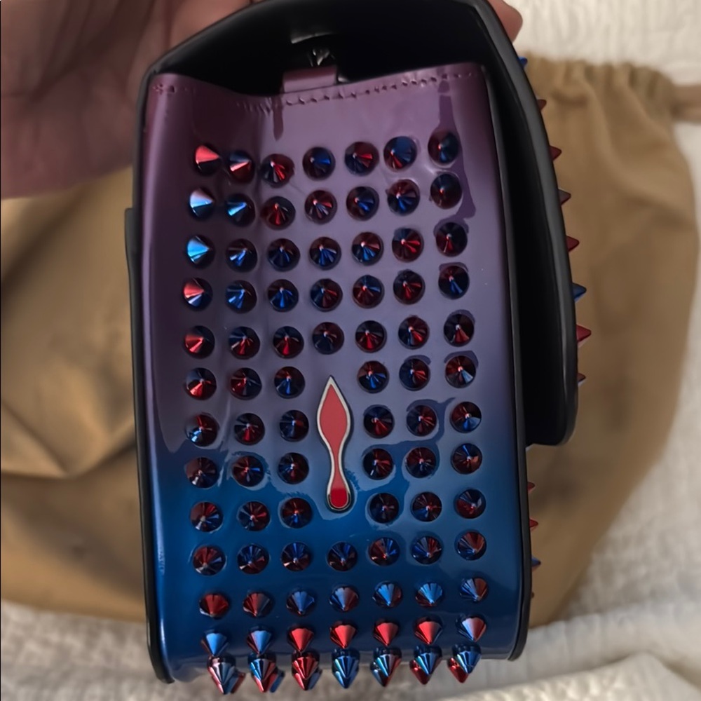 Louboutin Studded Blue and Red Women's Bag - Picture 4 of 17